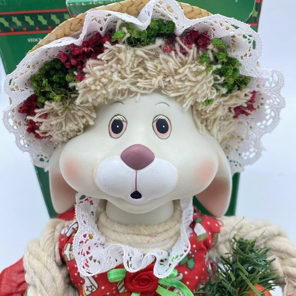 VTG 90s House Of Lloyd Flossie Christmas Bunny Doll Box‎ Holiday Cottagecore Y2K